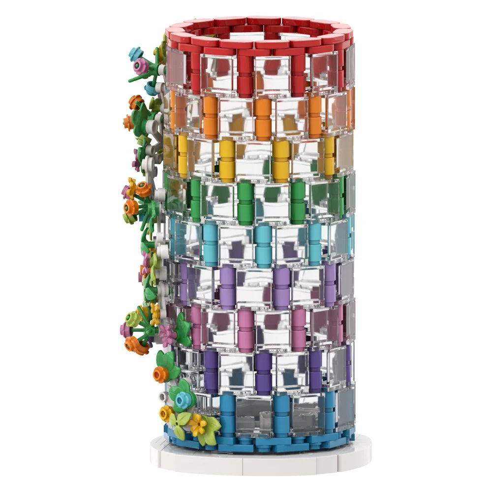 CAN0000081 - Vase en brique à fleurs multicolores