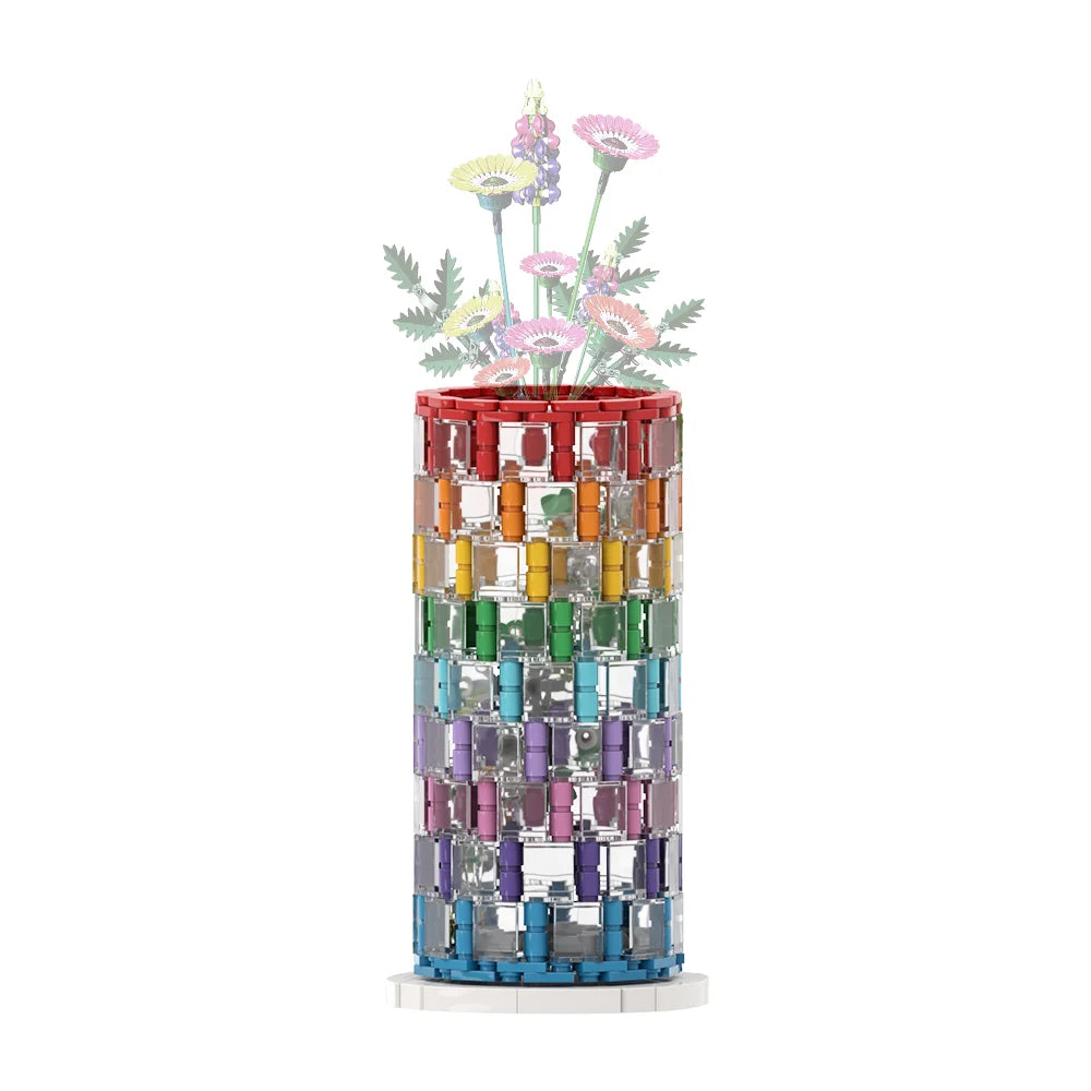 CAN0000081 - Vase en brique à fleurs multicolores