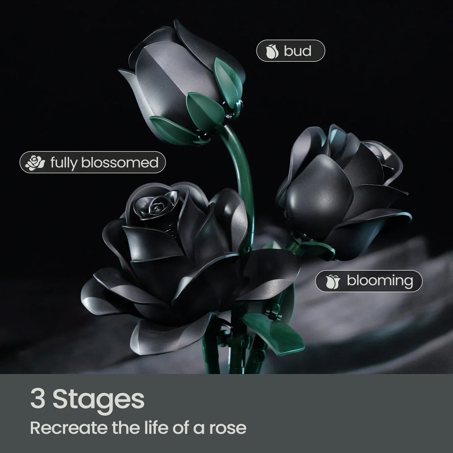 CAN0000055 - Ensemble de blocs de construction Bouquet de roses noires