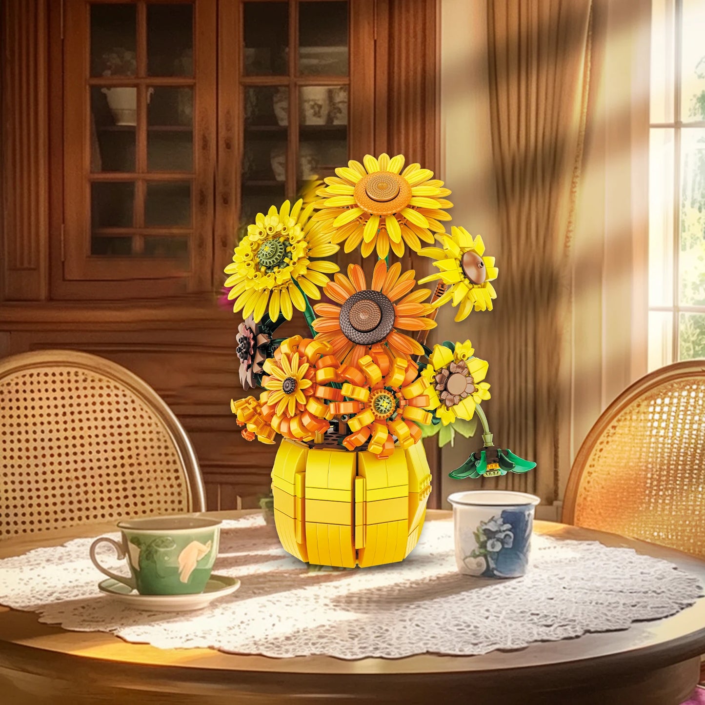 CAN0000059 - Sunflower Building Blocks Flower Bouquet with Vase