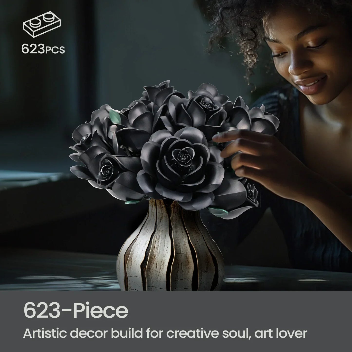 CAN0000055 - Ensemble de blocs de construction Bouquet de roses noires