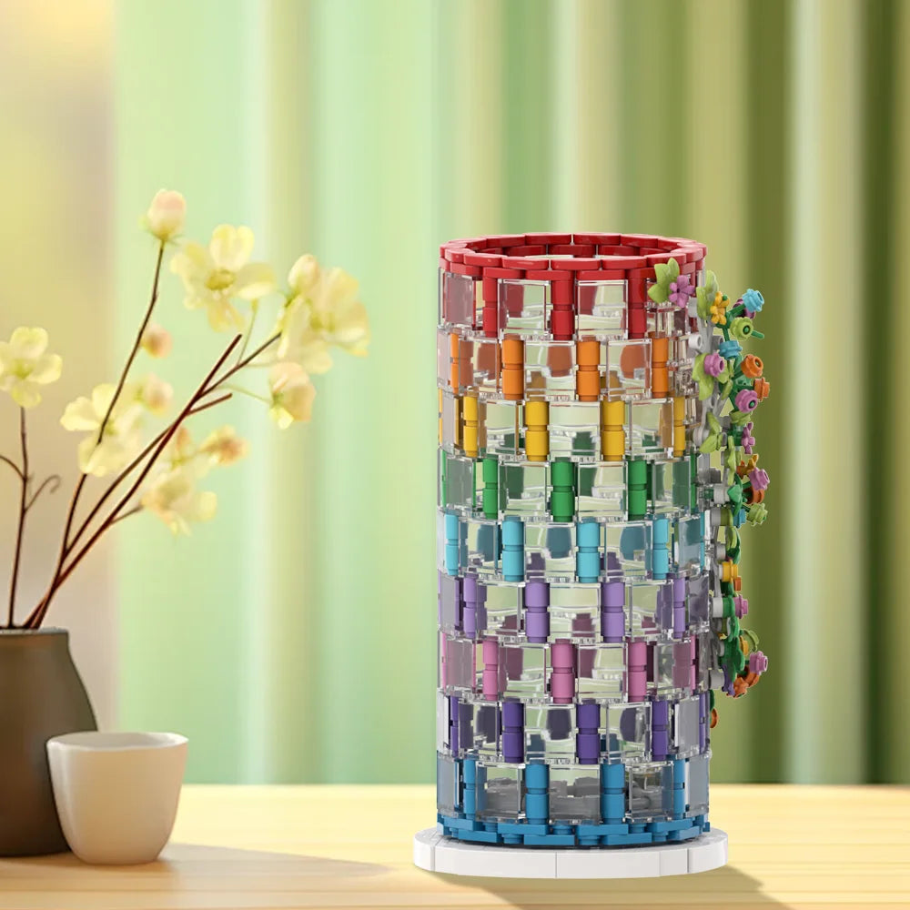 CAN0000081 - Vase en brique à fleurs multicolores