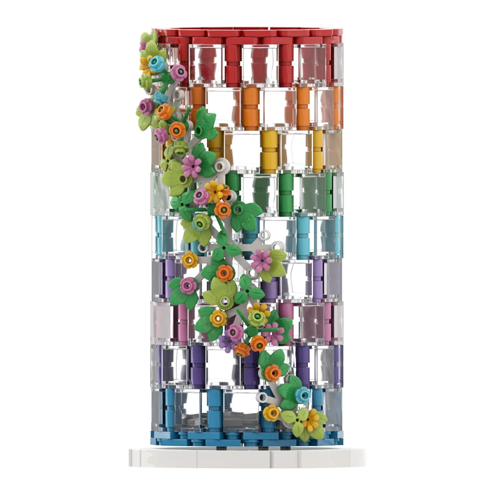 CAN0000081 - Vase en brique à fleurs multicolores