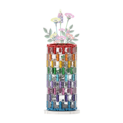 CAN0000081 - Vase en brique à fleurs multicolores