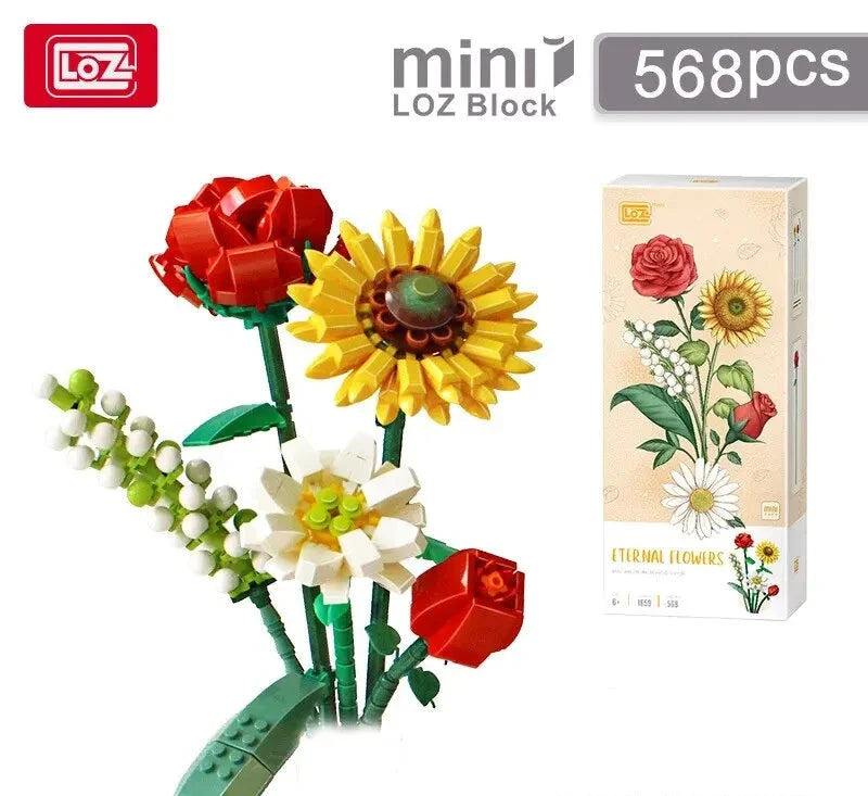 CAN0000048 -Mini Block Puzzle Pot Plants Building Set – Decorative Flower Bricks for Kids and Adults