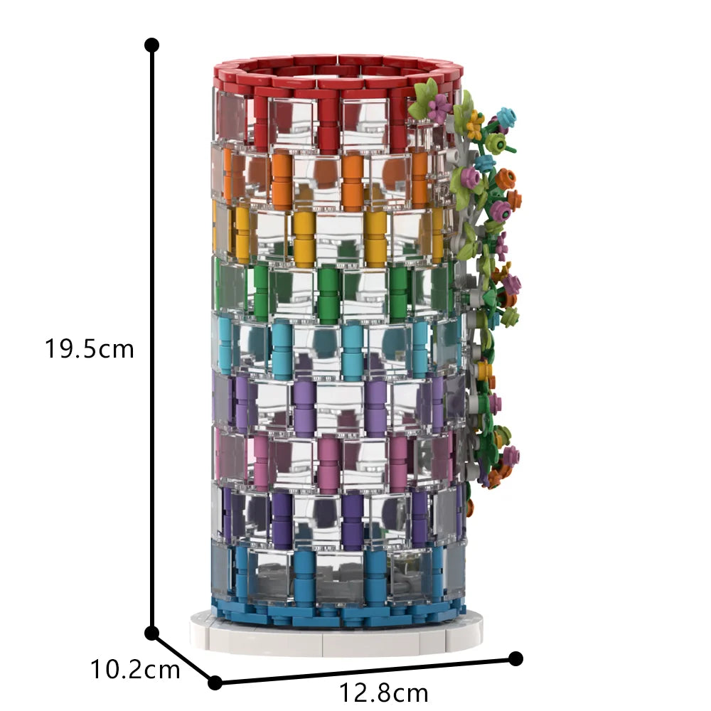 CAN0000081 - Vase en brique à fleurs multicolores